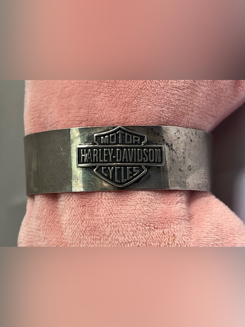 Harley-Davidson Silver Tone Bar & Shield Cuff Bracelet